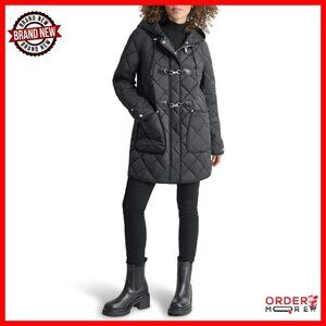 Women's Hooded Toggle Quilted Coat - XS to XL - Warm Winter Outerwear